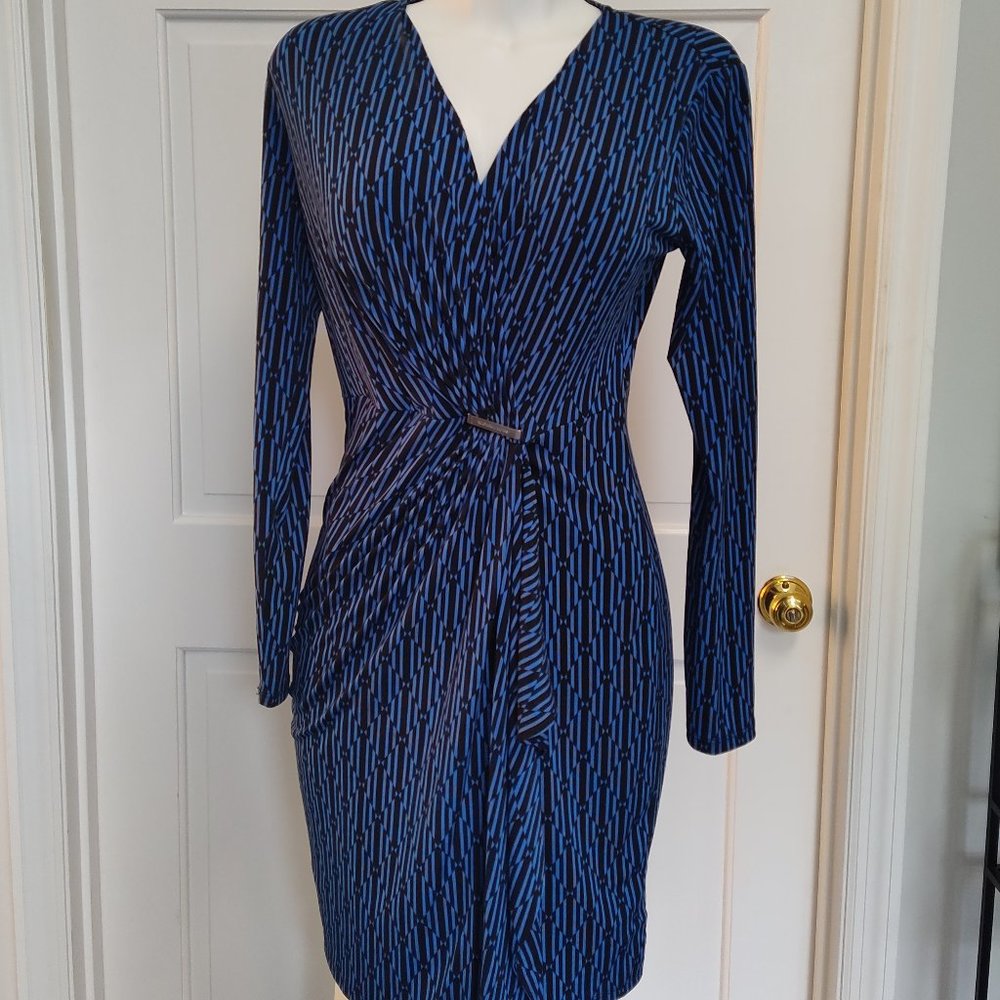 Michael Kors Faux Wrap  Long Sleeve Dress EUC